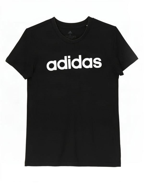 Adidas Dame Grafisk T-Shirt Top UK 8/10 Small Black Bomuld