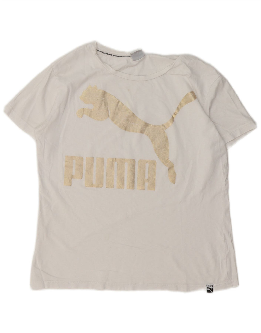 PUMA Grafisk T-shirt top til kvinder UK 12 Medium White