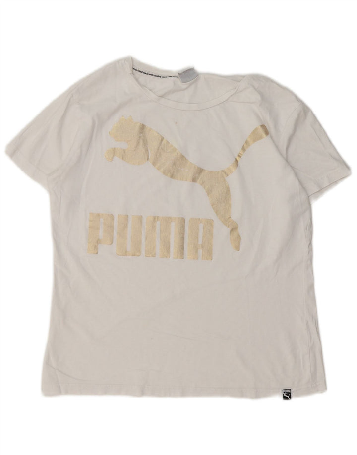 PUMA Grafisk T-shirt top til kvinder UK 12 Medium White
