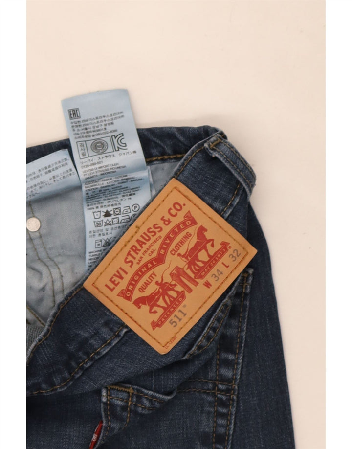 Levi's Herre 511 Slim Tapered Jeans W34 L25 Marineblå Bomuld