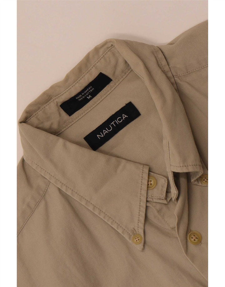Nautica Herre grafisk kortærmet skjorte medium beige bomuld