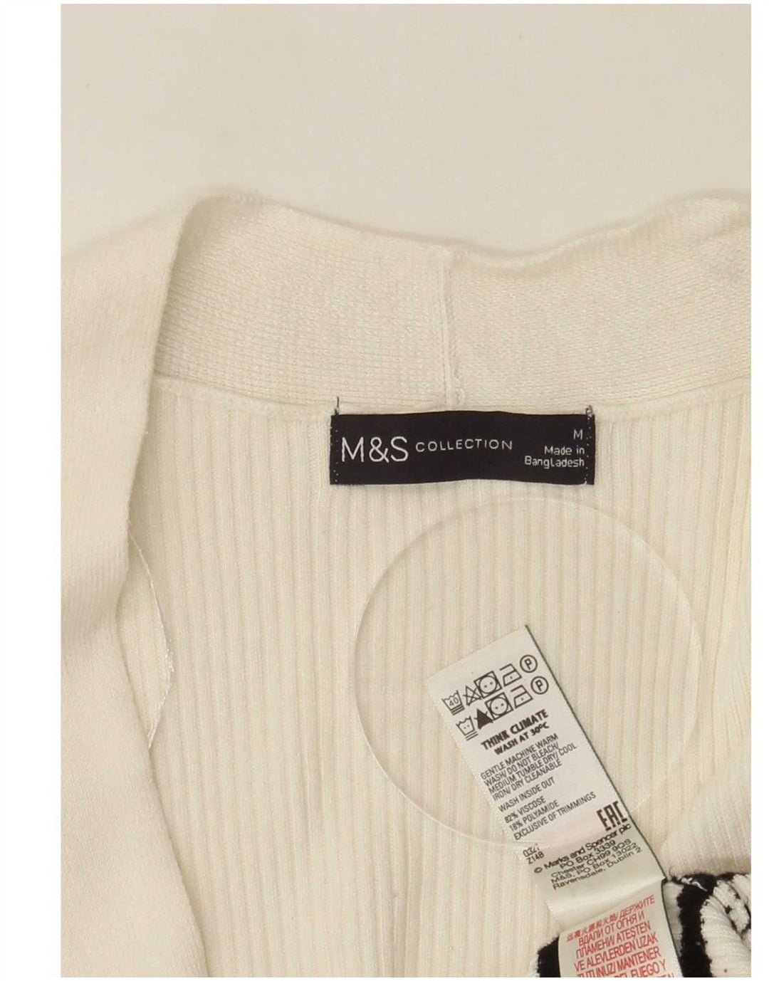 Marks & Spencer Dame Longline Cardigan Sweater UK 14 Medium Off White
