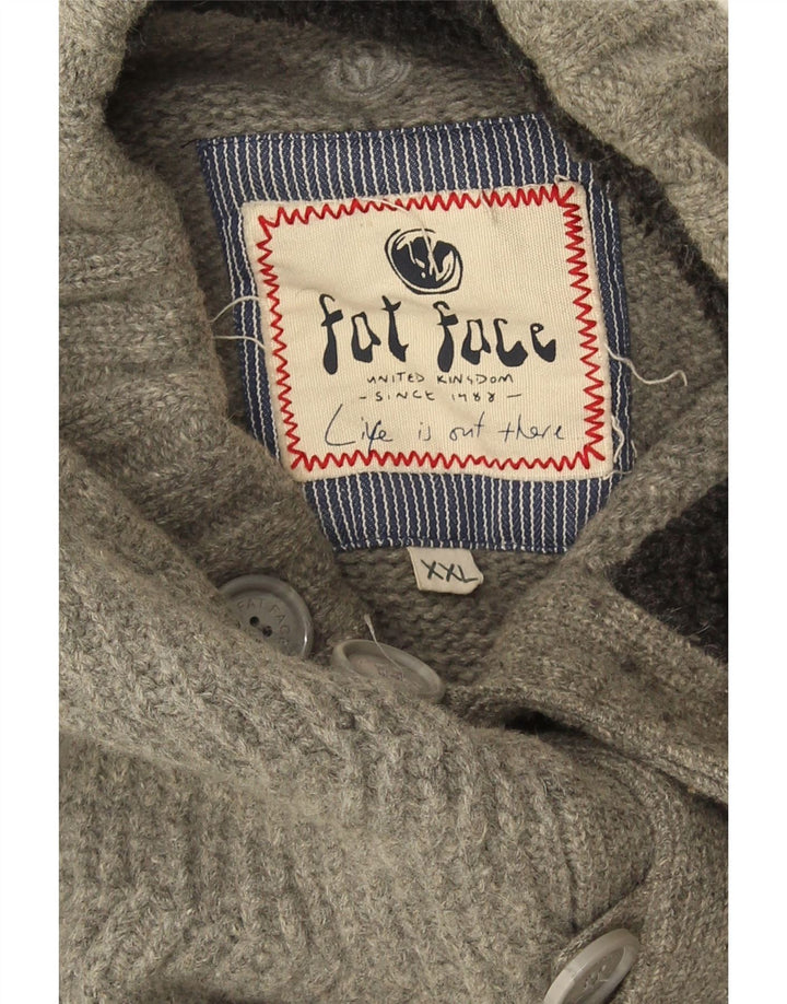 FED FACE Herre Button Neck Jumper Sweater 2XL Grå Sildebensuld