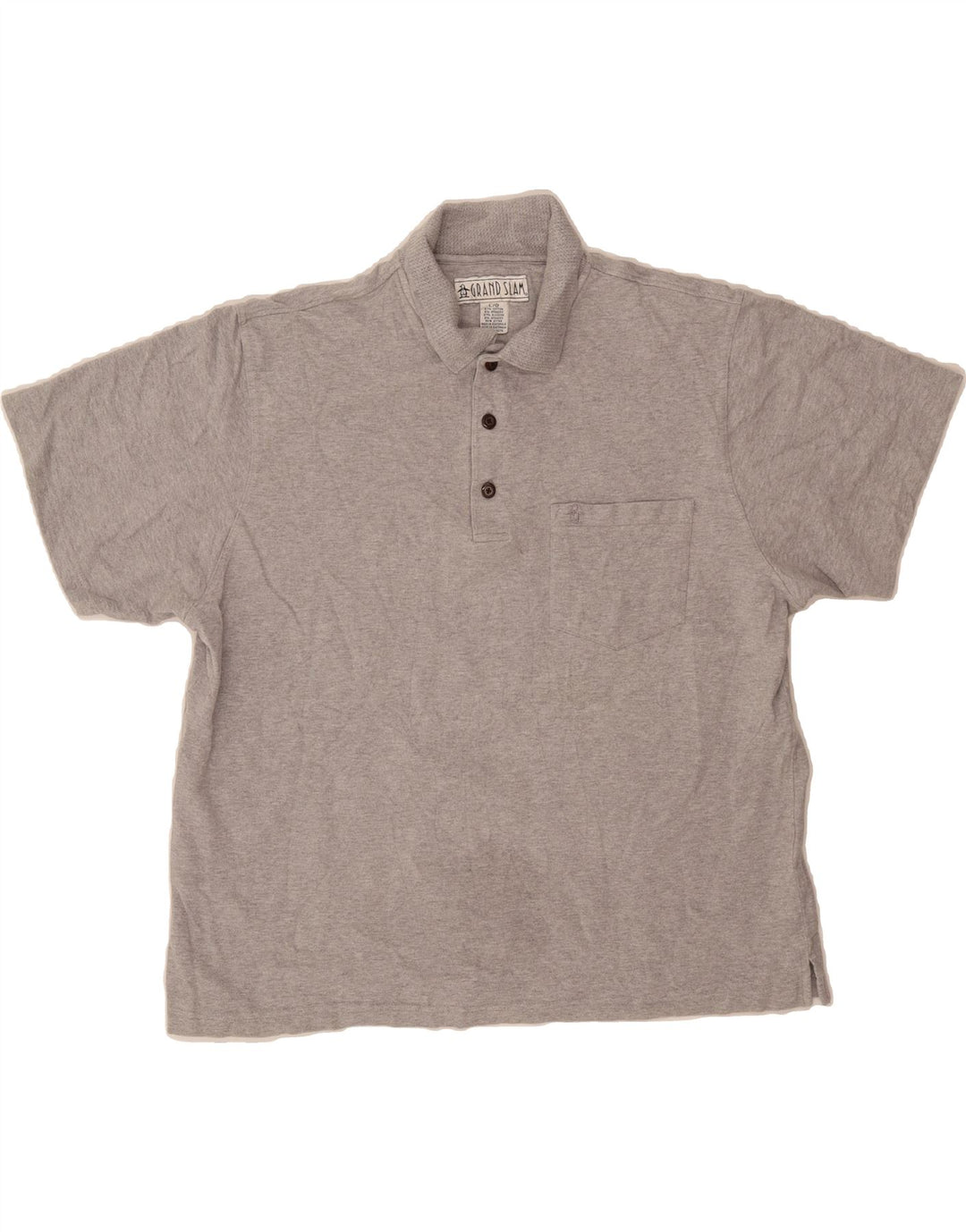 SLAM Mens Polo Shirt Large Grey Cotton Vintage Slam and Second-Hand Slam from Messina Hembry 