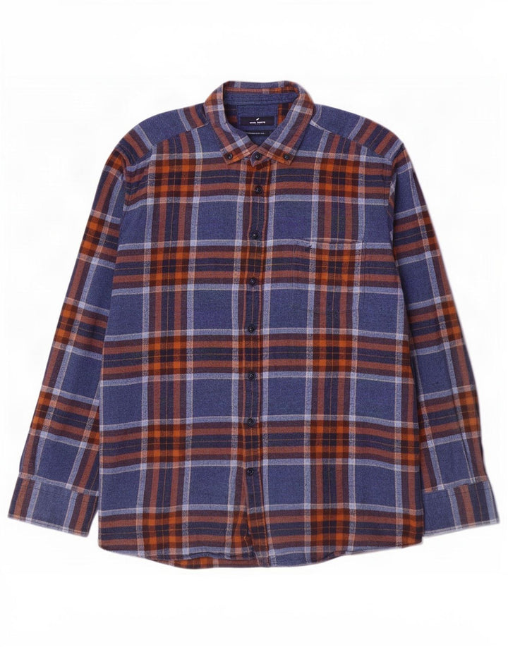 Daniel Hechter Herre Regular Fit Flanellskjorte XL Marineblå Ternet Bomuld