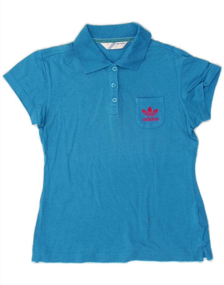 ADIDAS Womens Polo Shirt EU 38 Medium Blue Cotton Vintage Adidas and Second-Hand Adidas from Messina Hembry 