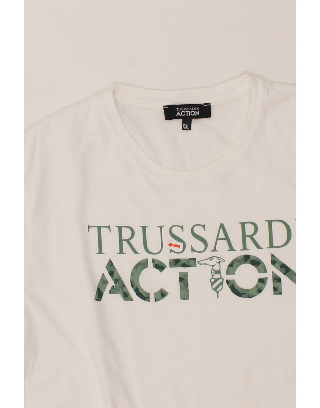 TRUSSARDI Mens Action Slim Graphic T-Shirt Top 2XL White Polyester Vintage Trussardi and Second-Hand Trussardi from Messina Hembry 