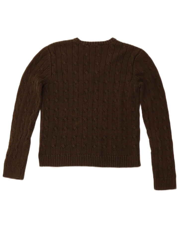 CHAPS Dame V-hals sweater UK 8 Lille brun bomuld