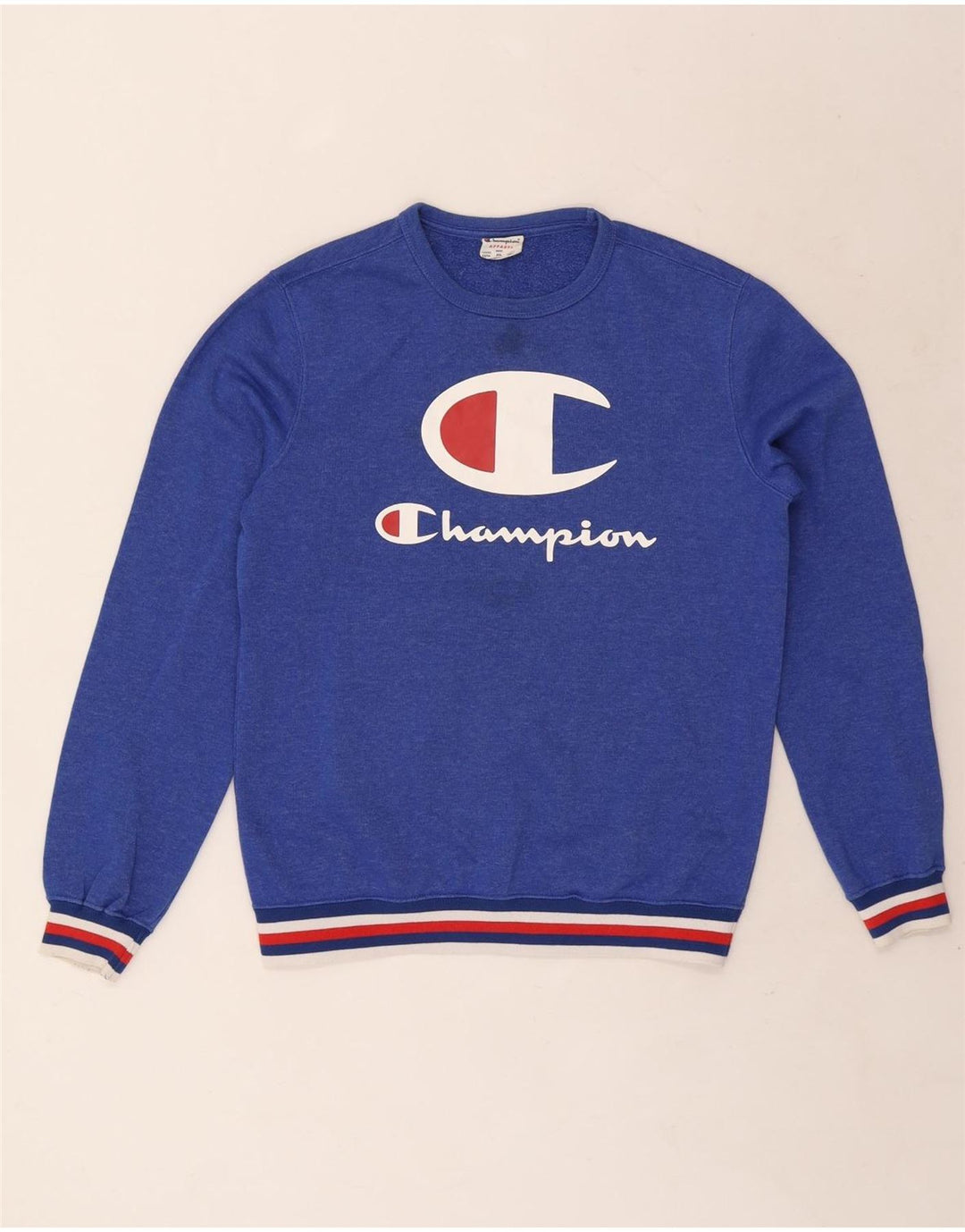 Champion Boys Grafisk Sweatshirt Jumper 13-14 år XL Blå Stribet