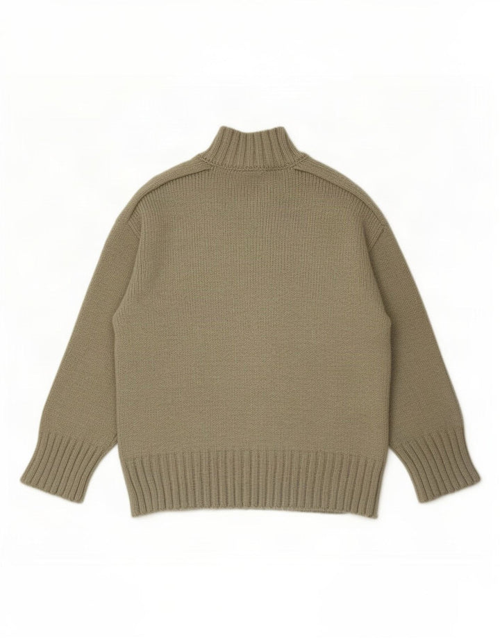 Zara Dame Turtle Neck Jumper Sweater UK 16 Stor Khaki Polyester