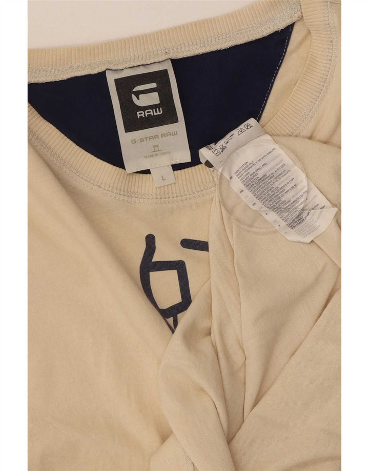 G-Star Herre Grafisk T-Shirt Top Stor Beige Bomuld