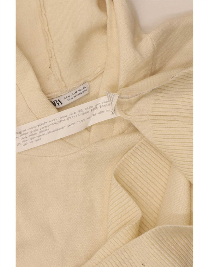 Zara Herre Hooded Loose Fit Jumper Sweater Medium Beige Viscose