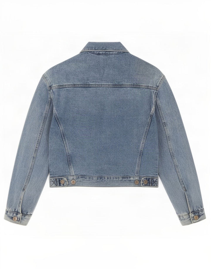 Zara Dame Crop Denimjakke UK 6 XS Blå Bomuld
