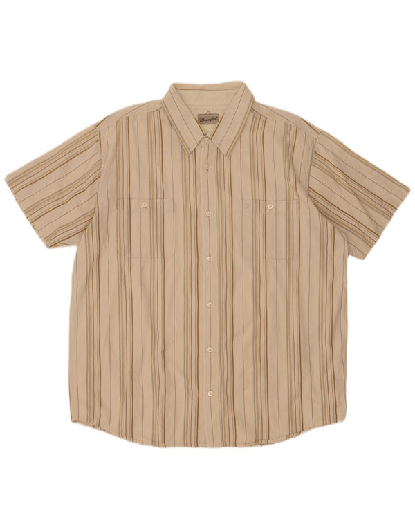 Wrangler Kortærmet Herreskjorte 2XL Beige Stribet
