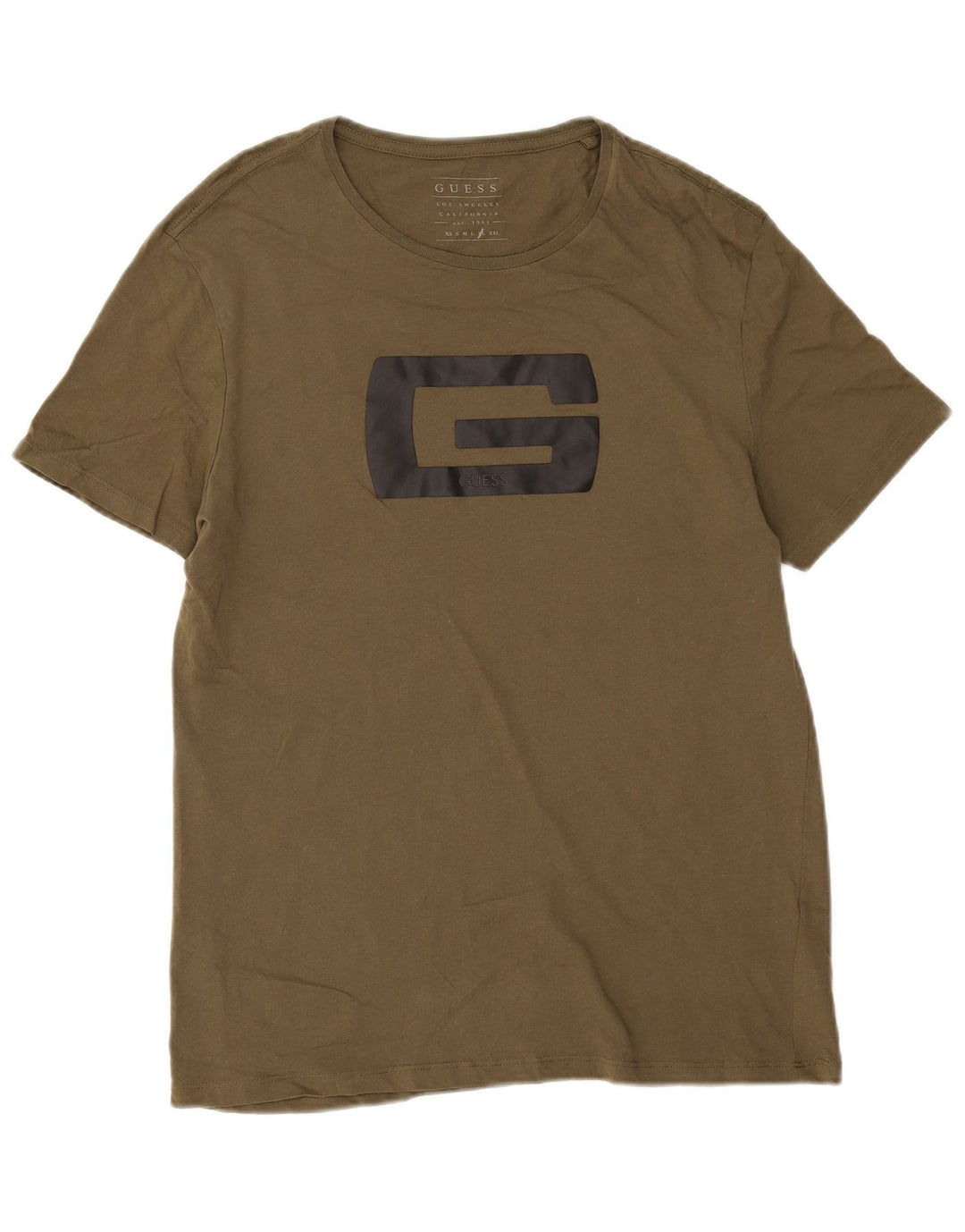 Guess Herre Grafisk T-Shirt Top XL Khaki Bomuld