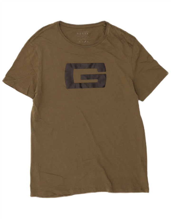 Guess Herre Grafisk T-Shirt Top XL Khaki Bomuld