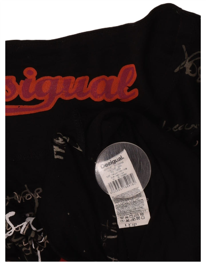 Desigual Kvinder Oversized grafisk T-shirt Top UK 14 Medium Sort Viscose