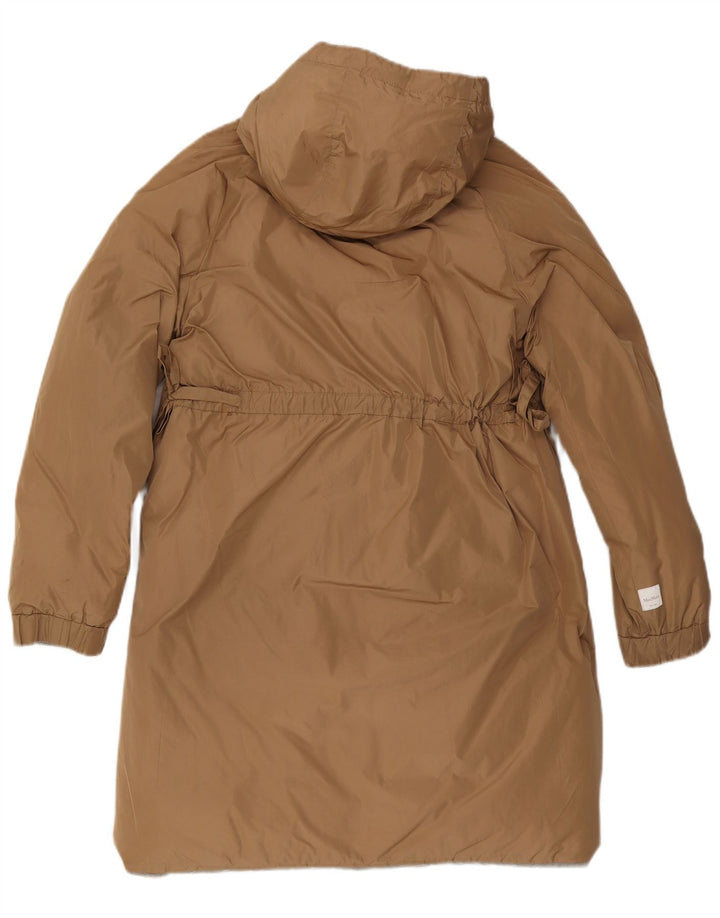 Max Mara Dame Hætte Vendbar Polstret Frakke UK 10 Lille Beige Polyamid