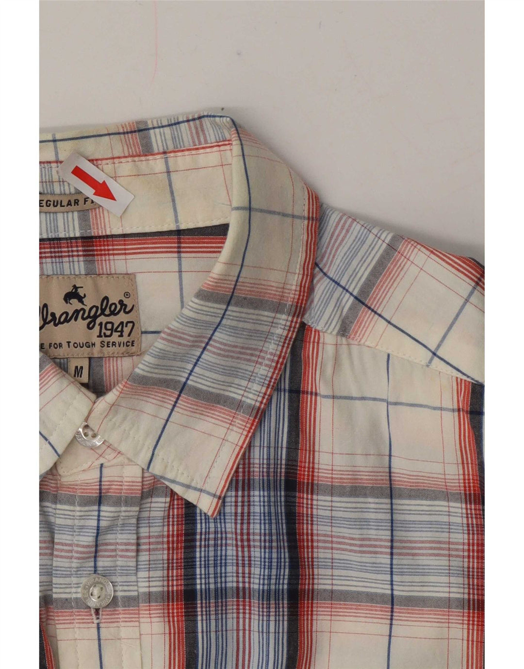 Wrangler kortærmet herreskjorte med normal pasform Medium Off White Plaid bomuld