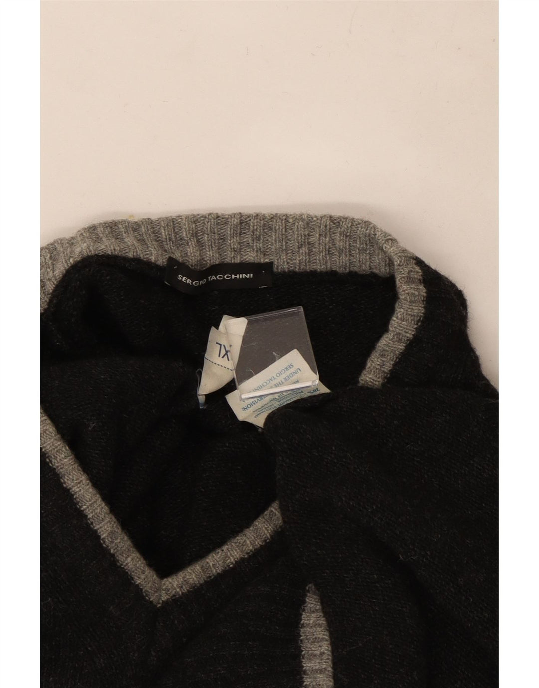 Sergio Tacchini Herre V-hals sweater XL Grå Uld