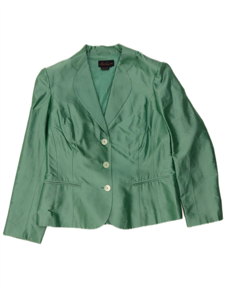 Luisa Spagnoli Dame 3 Button Blazer Jacket UK 14 Medium Green Silke