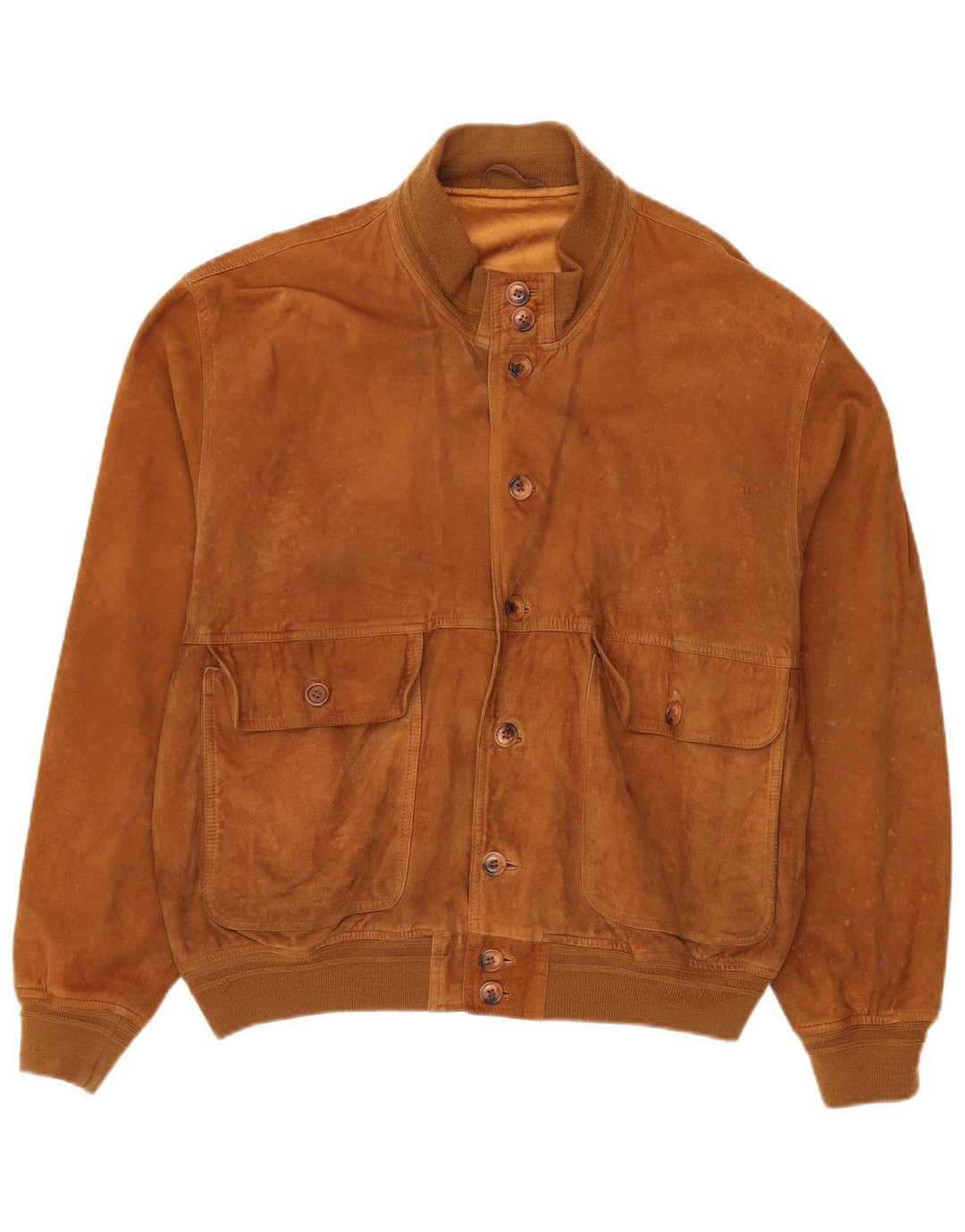 Vintage herre ruskind bomberjakke IT 52 XL brunt læder