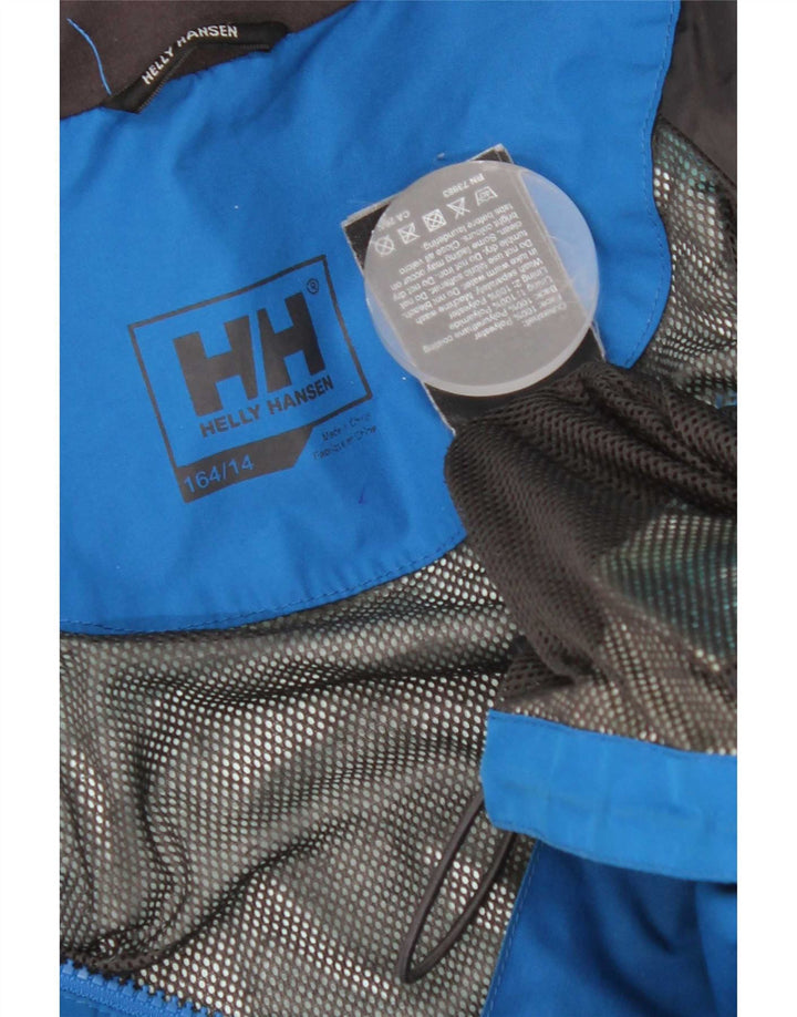 Helly Hansen Drenge Grafisk Hætte Regnjakke 13-14 År Blå Polyester