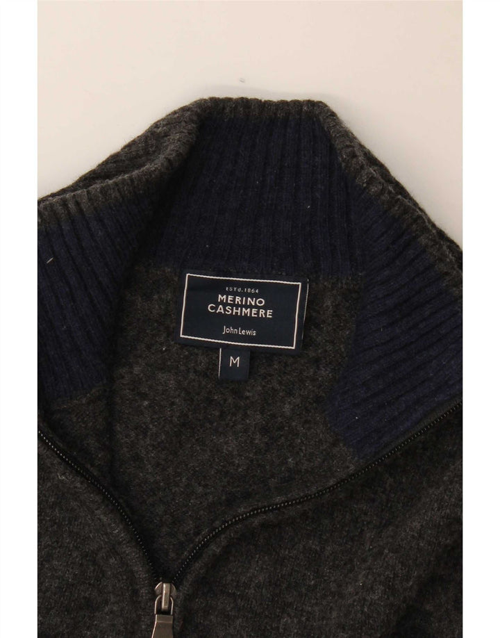 John Lewis Herre Zip Neck Jumper Sweater Medium Grey Merino Wool
