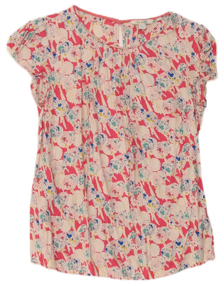 Boden Dame Bluse Top UK 10 Small Multicolored Floral Viscose