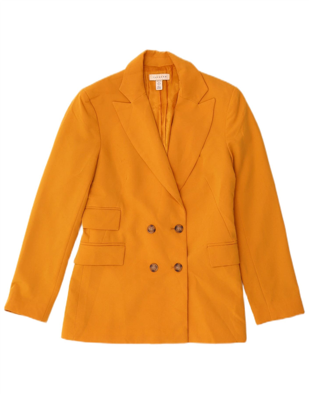 Topshop Dame Dobbeltradet Blazer Jacket UK 4 XS Gul Polyester
