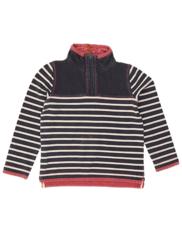 Fat Face Girls Sweatshirt Jumper 6-7 År Marineblå Stribet Bomuld