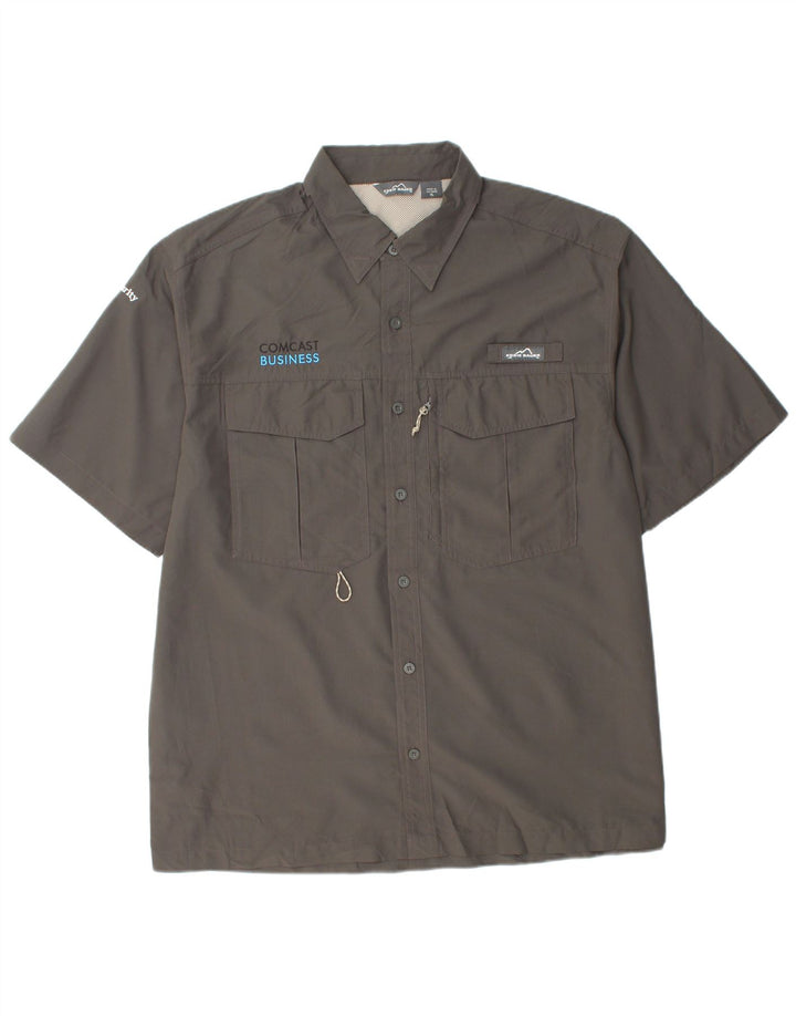 EDDIE BAUER Mens Short Sleeve Shirt XL Grey Polyester
