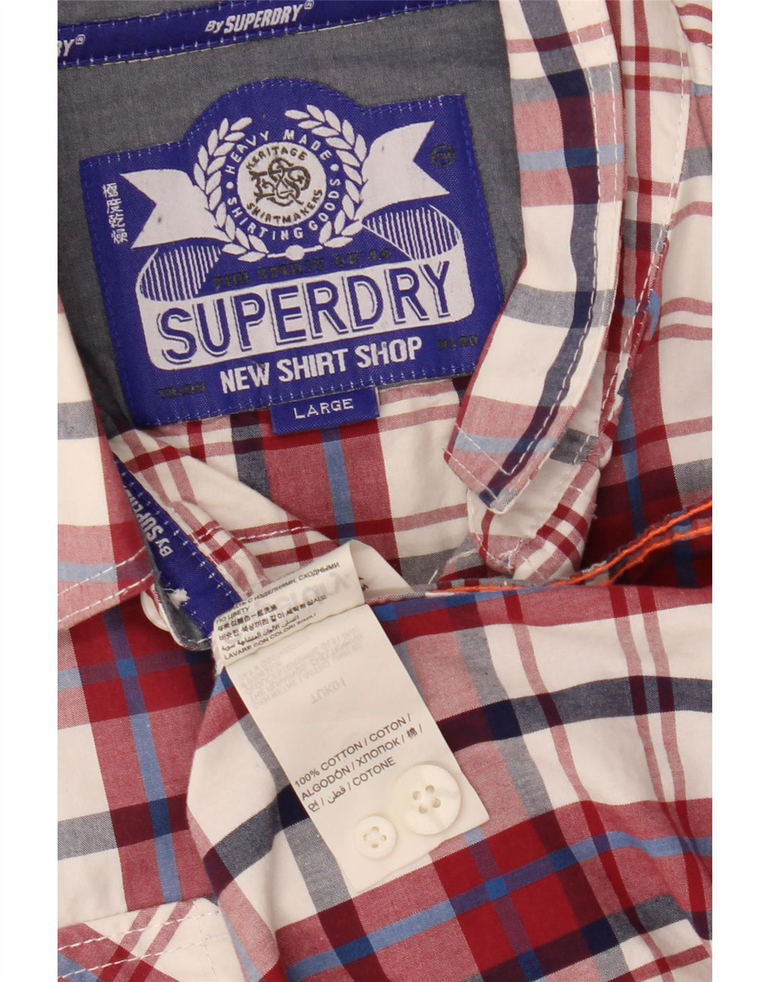Superdry herreskjorte stor rød ternet bomuld