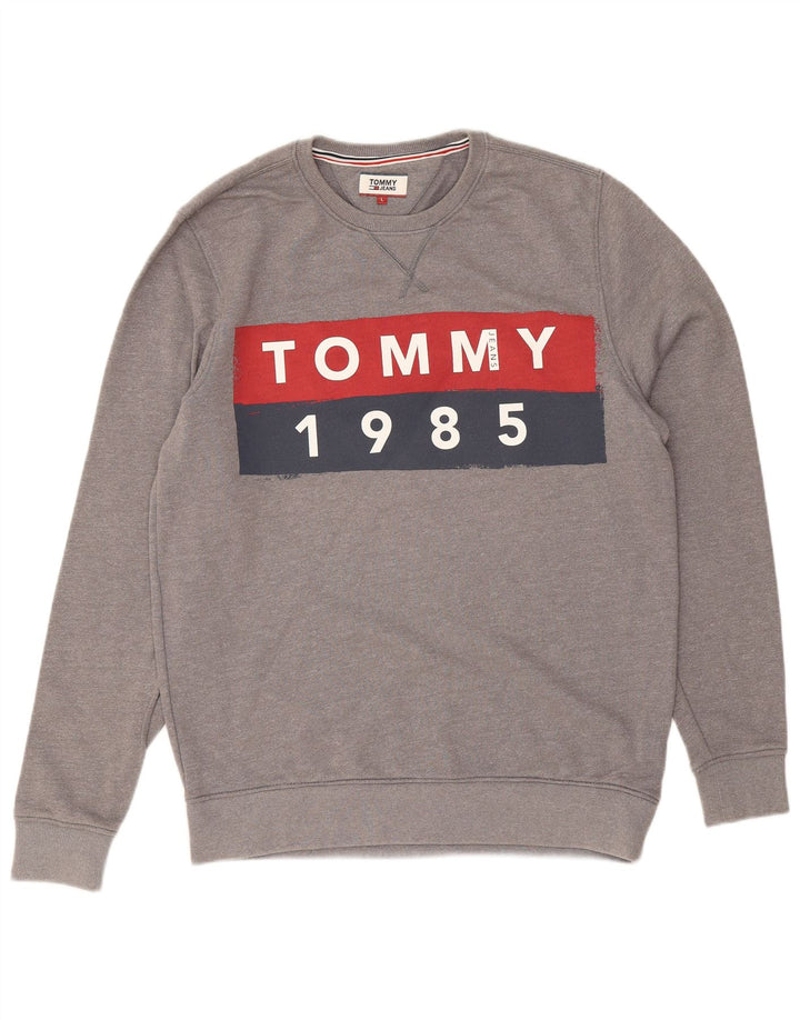 TOMMY HILFIGER Grafisk sweatshirt til mænd, stor grå bomuld