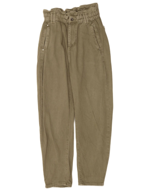 Zara Womens High Rise Tapered Jeans EU 36 XS W26 L25 Khaki
