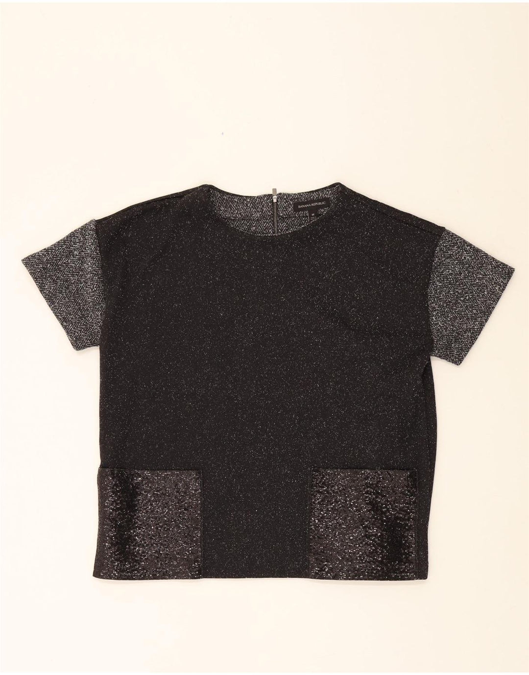 BANANA REPUBLIC Womens Blouse Top UK 14 Medium Black Colourblock Polyester Vintage Banana Republic and Second-Hand Banana Republic from Messina Hembry 