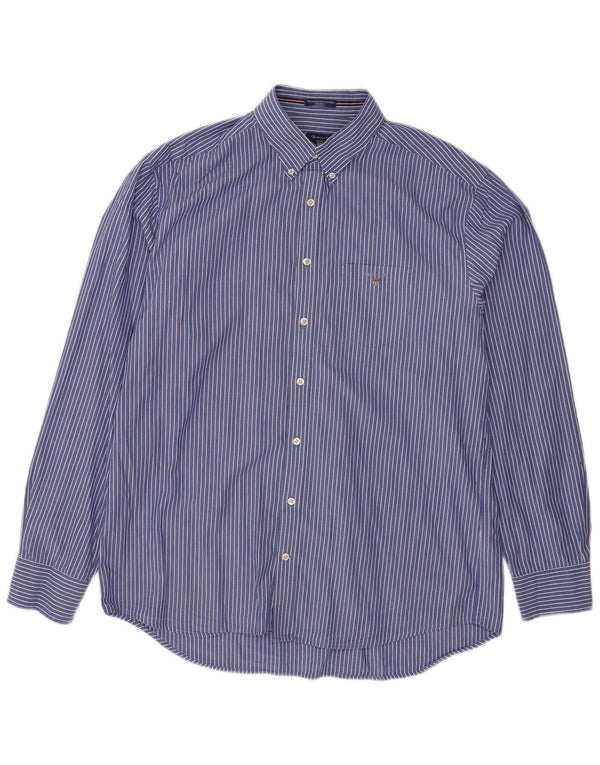 Gant herre Regular Fit skjorte størrelse 43/44 17 1/2 XL Blå nålestribet bomuld