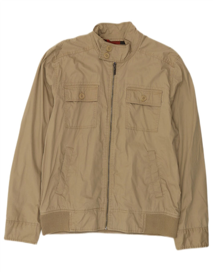 Fat Face Herre Bomber Jacket UK 40 Stor Beige Bomuld