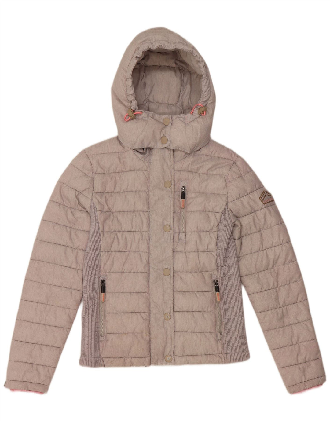 Superdry Polstret hættejakke til kvinder UK 14 Stor grå polyester
