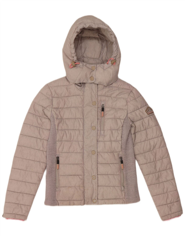 Superdry Polstret hættejakke til kvinder UK 14 Stor grå polyester