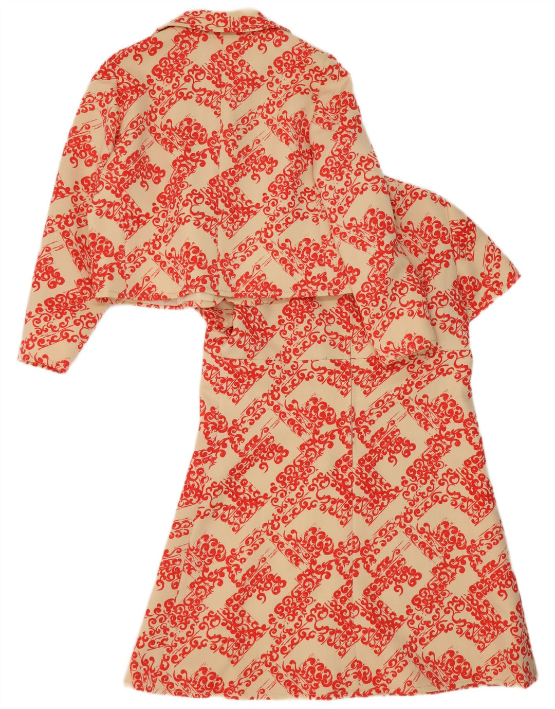 Vintage kvinders 2-delt sæt UK 14 store beige blomster