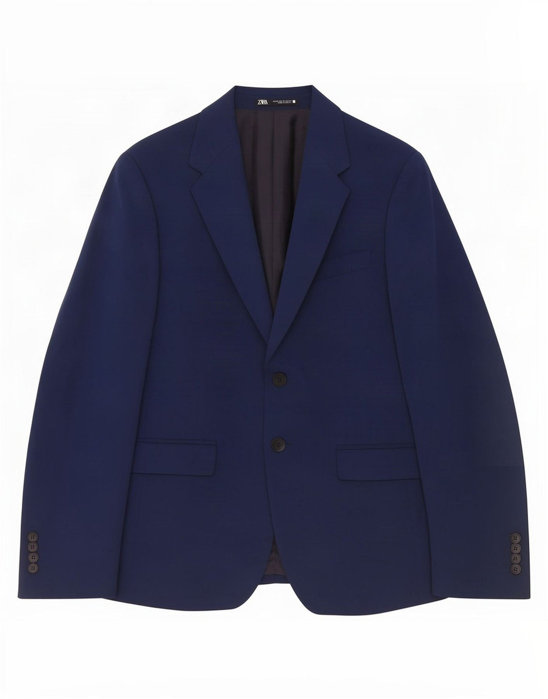 Zara Herre 2-knaps blazerjakke EU 46 Small Navy Blue