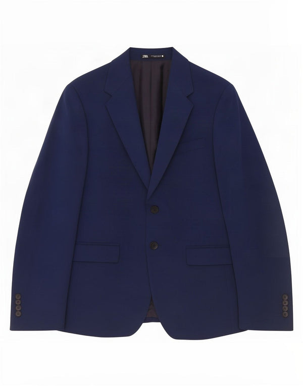 Zara Herre 2-knaps blazerjakke EU 46 Small Navy Blue