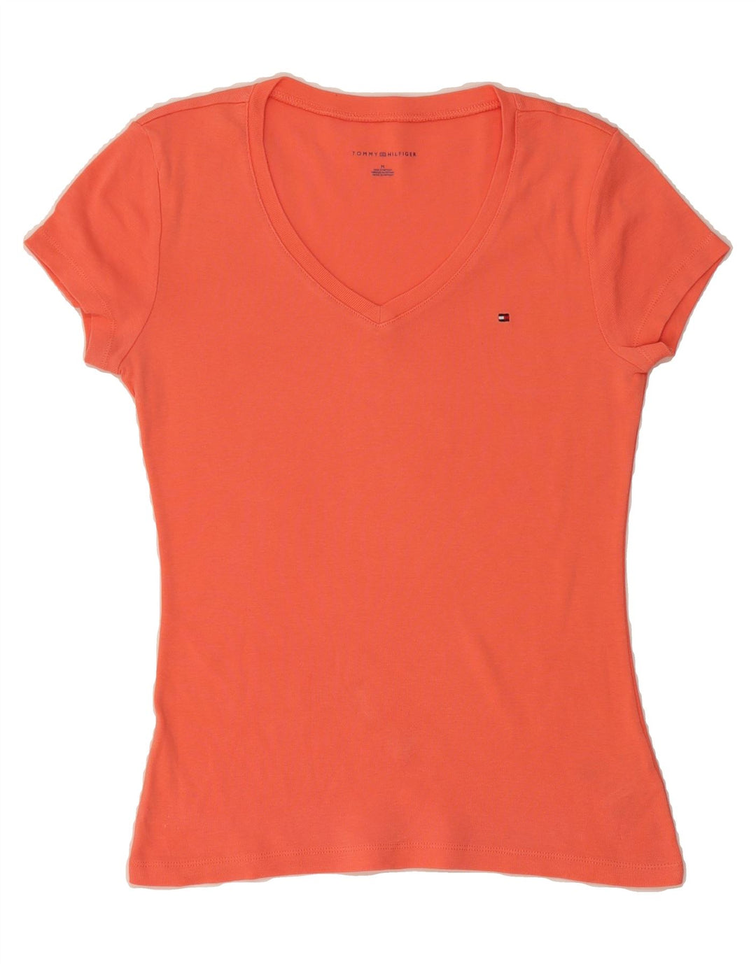 TOMMY HILFIGER Womens T-Shirt Top UK 12  Medium Red Cotton Vintage Tommy Hilfiger and Second-Hand Tommy Hilfiger from Messina Hembry 