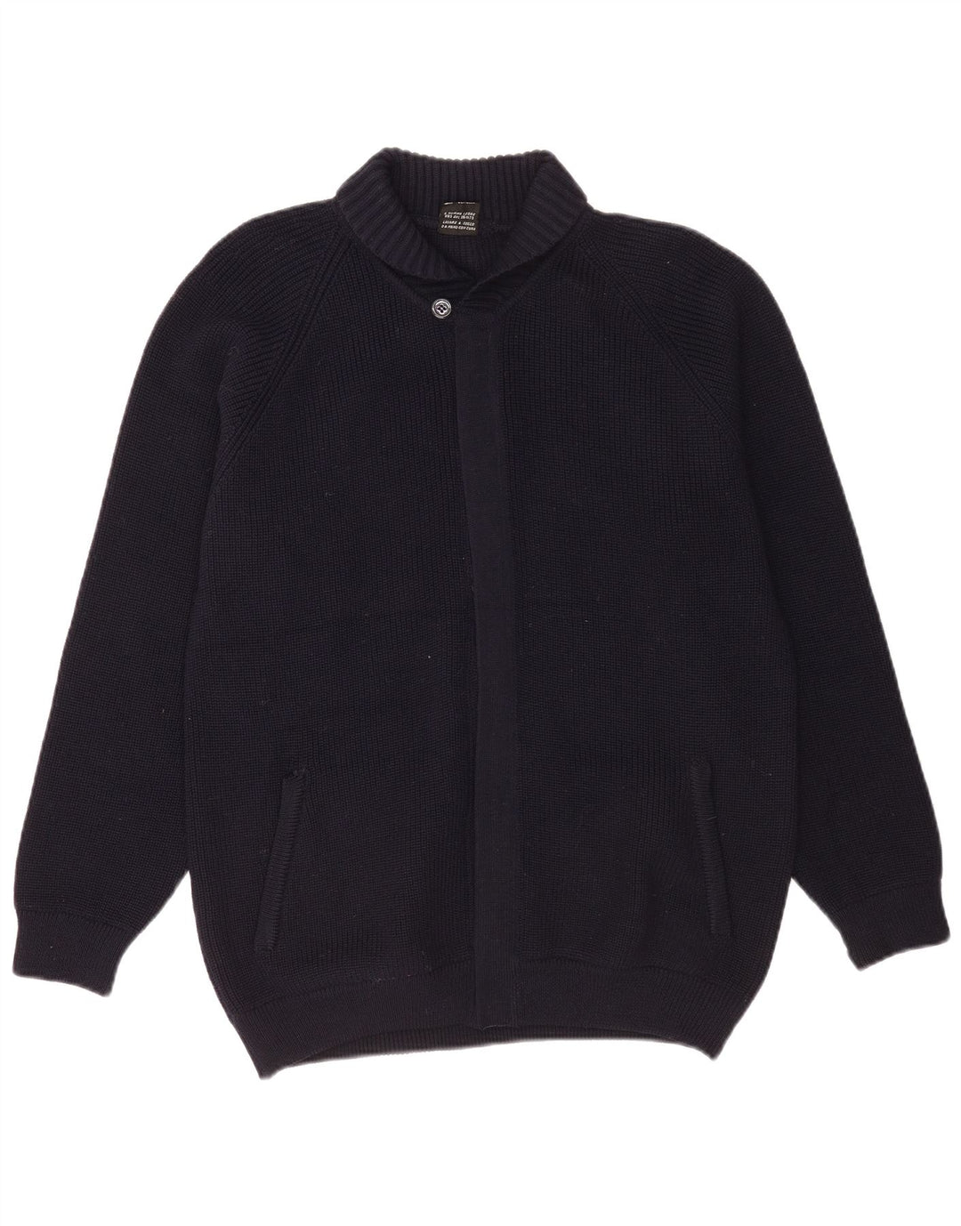 Vintage herre cardigan sweater Medium Navyblå Virgin Wool