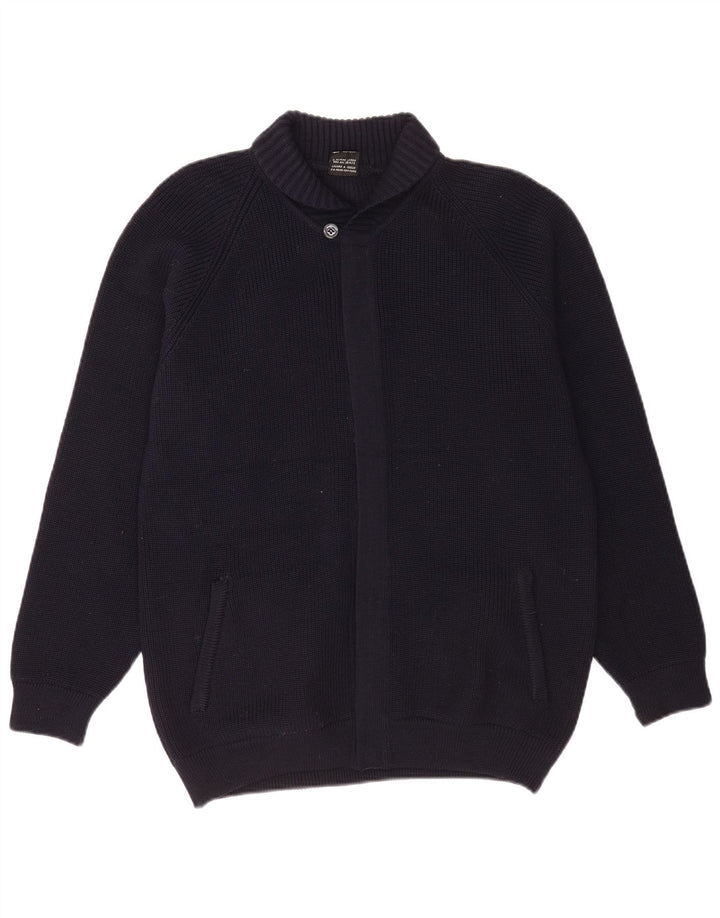 Vintage herre cardigan sweater Medium Navyblå Virgin Wool