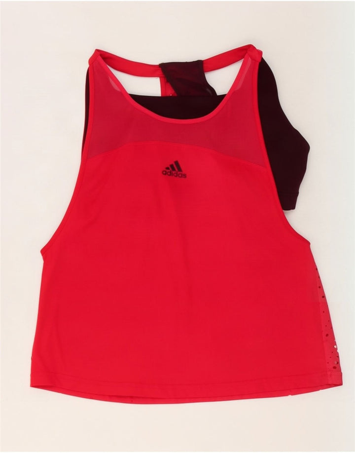 Adidas Dame Vest Top UK 10 Small Pink Colourblock Microfibers
