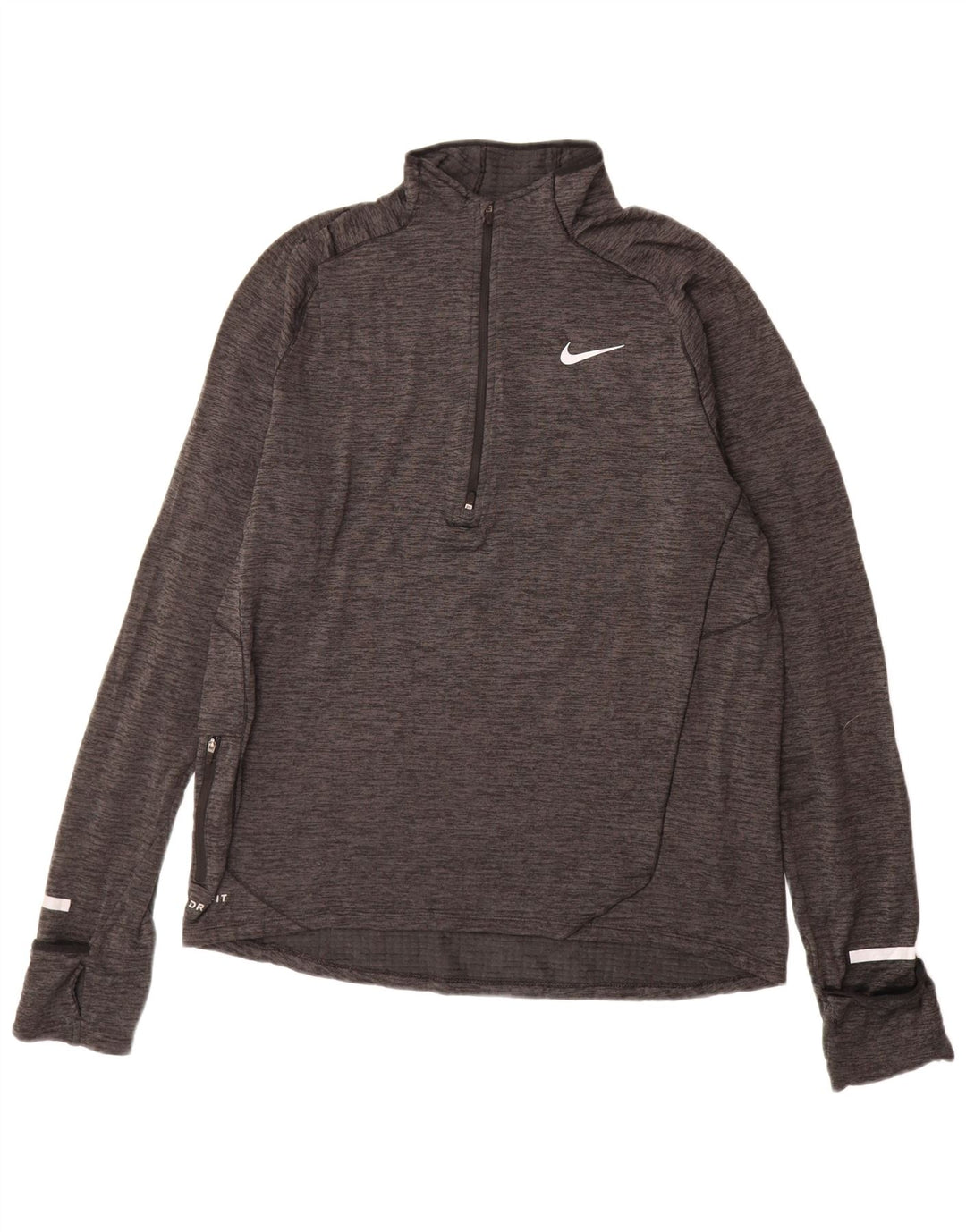 NIKE Herre Dri Fit Pullover med lynlås-hals Træningsdragt Top Medium Grå Flecked