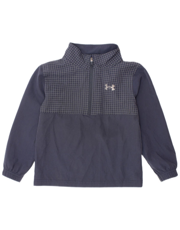 UNDER ARMOUR Boys Graphic Pullover Tracksuit Top 2-3 Years Navy Blue Check