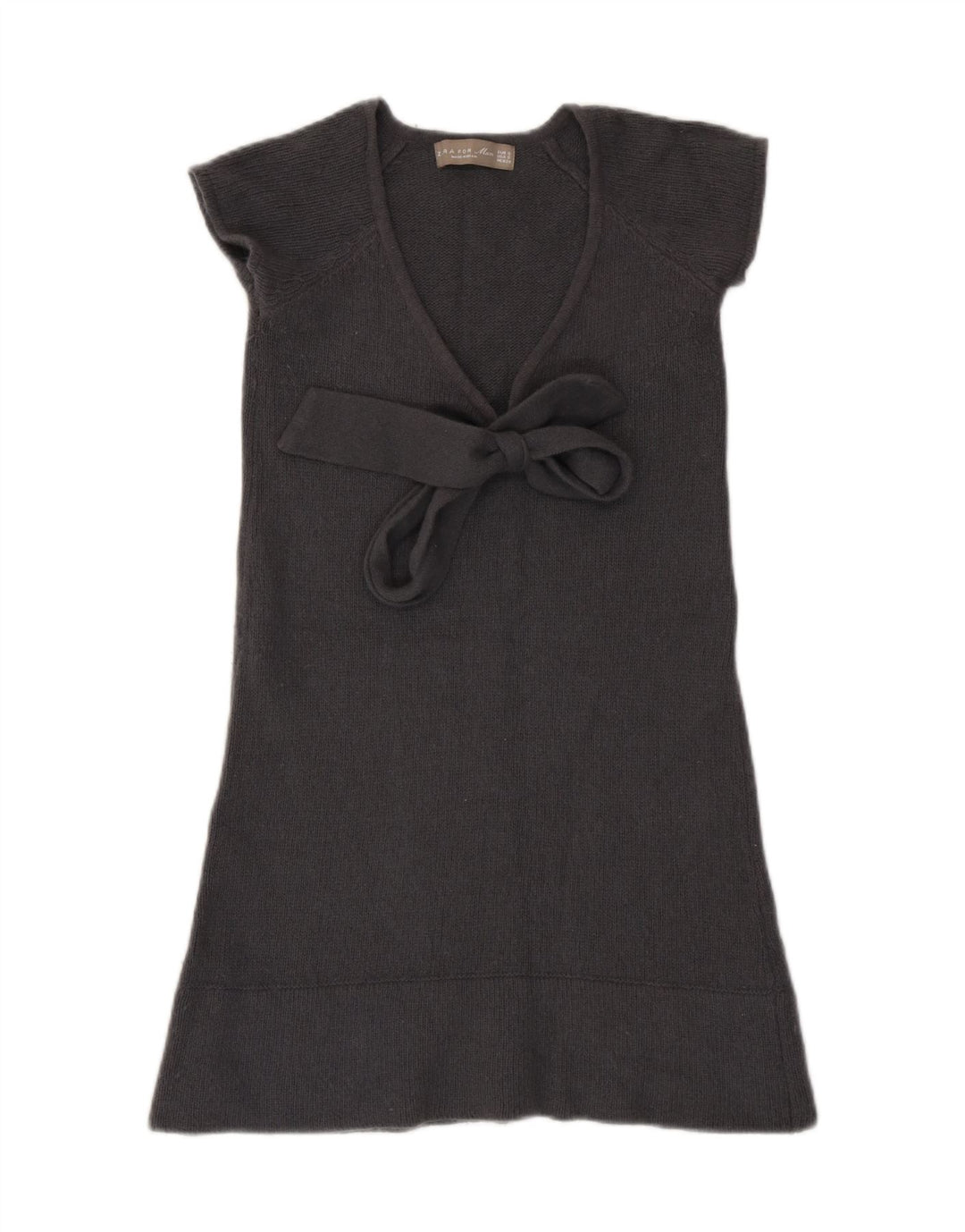 Zara Womens Front Tie Jumper Dress UK 8 Small Grey Uld